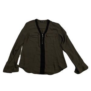 Express Portofino Shirt Olive Green with Black contrast and Gold Zipper Sz S